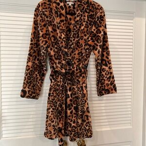 Anne Klein Leopard Print Robe - Brown and Black
